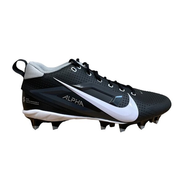 NIKE ALPHA MENACE 4 VARSITY FOOTBALL CLEATS MENS SZ 11.5 BLACK WHITE FN0027-001 - Picture 1 of 7